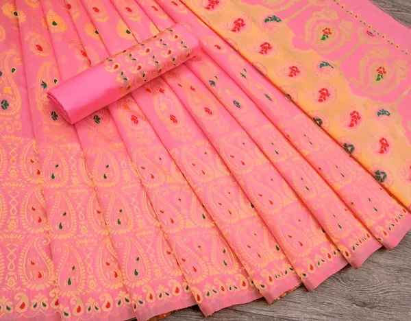 Pink_Woven_Daily_Wear_Silk_Saree_with_Saree_Cover
